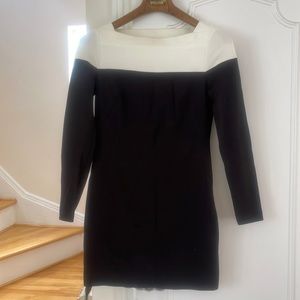 Trina Turk elegant, classic, cropped dress made of dense jersey lined